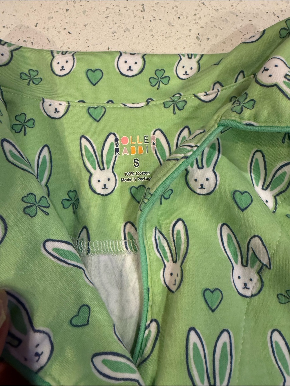 Roller Rabbit Green Bunny Print Button Down Shirt